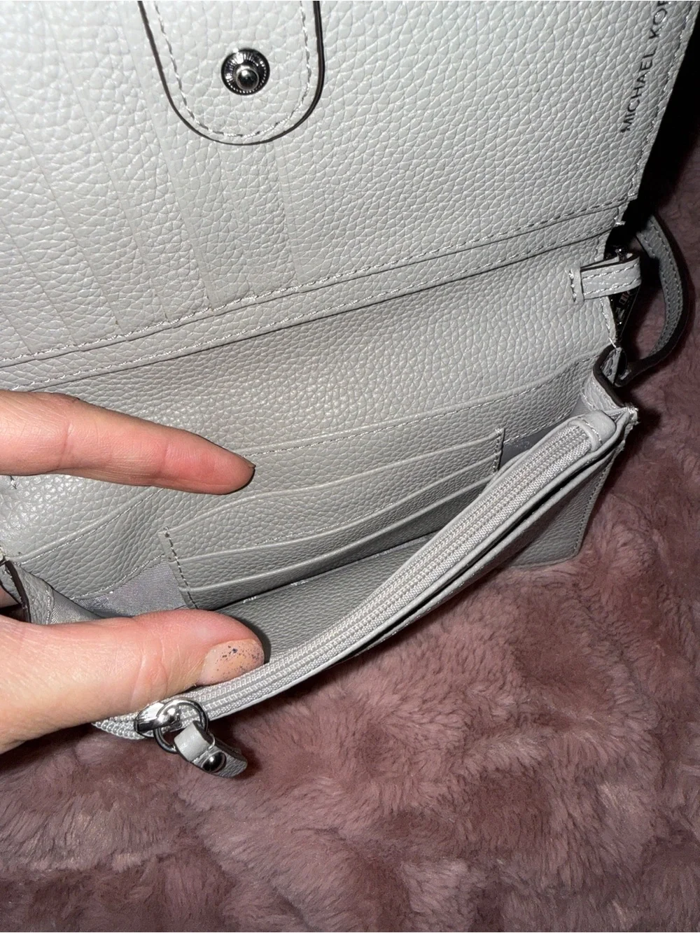 Michael Kors Pebbled Leather Crossbody in Light Gray